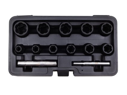 Hlavice 1/2” a 3/8” na poškozené šrouby, velikosti 8-21 mm, sada 13 ks - ASTA 01