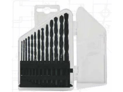 Vrtáky HSS 1,50 - 6,50 x 0,5 + 3,30 + 4,20 mm, pasivované, sada 13 kusů