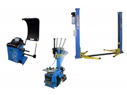 Set 2 PROFI: Zouvačka TC-02, vyvažovačka TW-02 3D, dvousloupový zvedák 4 t - Golemtech 1