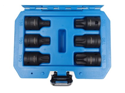 Zástrčné hlavice úderovej TORX 1/2", T55-T100, súprava 6 kusov - Quatros QS50067