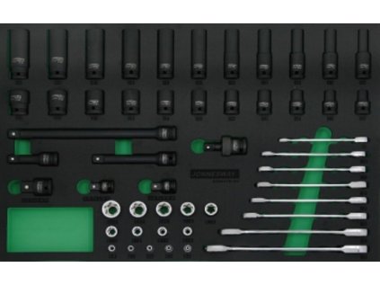 Modul - gola sada 1/2", 1/4" a 3/8", s příslušenstvím, 51 kusů - JONNESWAY S03A4151SV