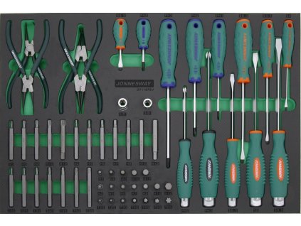 Modul - sada ručného náradia - kliešte seger, skrutkovače a bity, 57 ks - JONNESWAY D71157SV