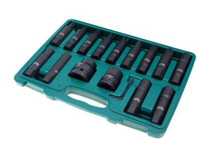 Úderové hlavice 3/4” a 1” IMBUS, TORX a E-TORX, sada 16 ks - JONNESWAY AI050113 01
