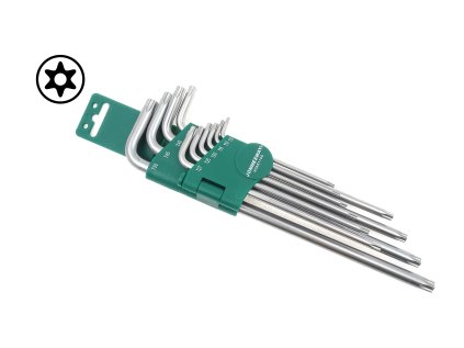 Sada klíčů TORX s otvorem, extra dlouhé, vel. T9-T50, 10 kusů - JONNESWAY H08S110S 01