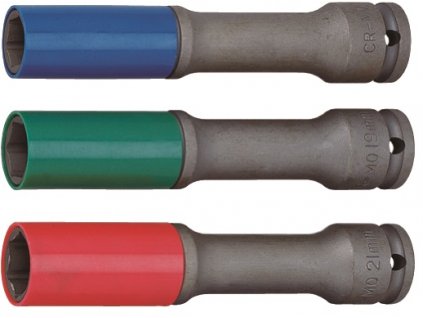 Nástrčné hlavice 1/2" predĺžené s krytkou na ALU pre rázové uťahovače, 17-21mm JONNESWAY
