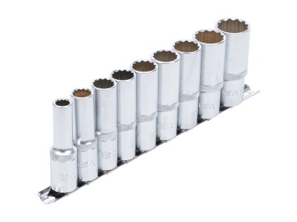 Hlavice 1/2” prodloužené 12hranné, vel. 10-24 mm, sada 9 ks - BGS 5253 01