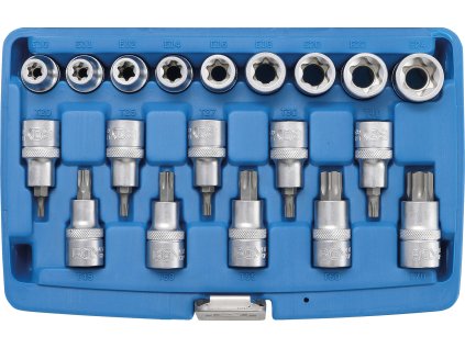 Hlavice 1/2” TORX vel. T30-T70 a E-TORX vel. E10-E24, sada 19 ks - BGS 5100 01