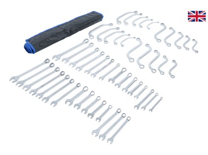 Klíče očkoploché a očkové „S“ a „C“, 8-22 mm, palcové 1/4-3/4”, sada 50 ks - BGS 32500 01