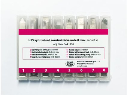 HSS vybrúsené sústružnícke nože 8 mm - sada 8 ks