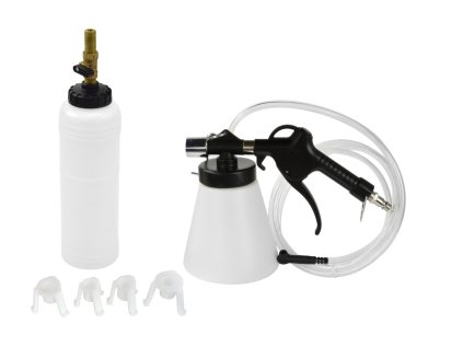 Prístroj na výmenu brzdovej kvapaliny a odvzdušnenie 1/4", 4 adaptéry, 0,75 l - GEKO G02730