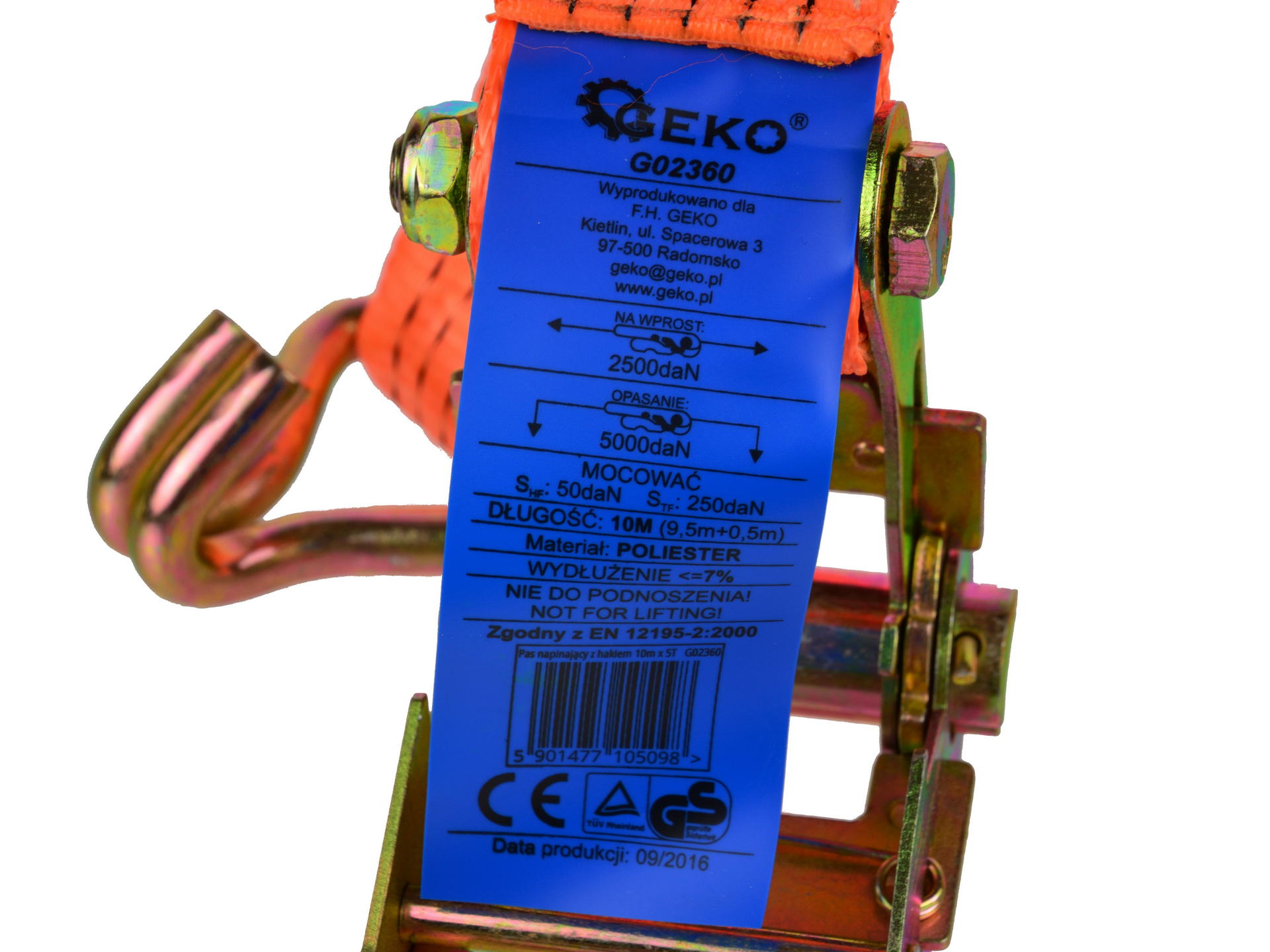 Upínacie pásy s račňou a hákmi 5 ton, 50 mm, rôzne dĺžky Dĺžka: 12 m