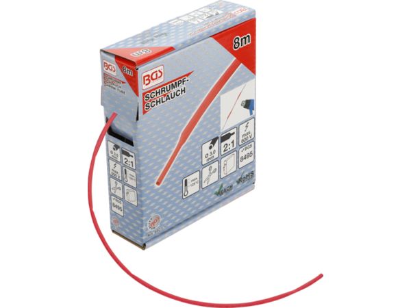 BGS Technic BGS 6923-1 Teplom zmrštiteľná rúrka 3 mm x 8 m. červená