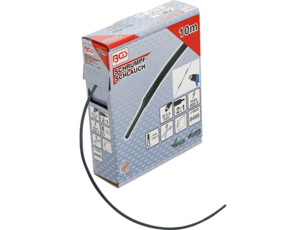 BGS Technic BGS 6846 Teplom zmrštiteľná rúrka priemer 2,5 mm x 10 m. Čierna