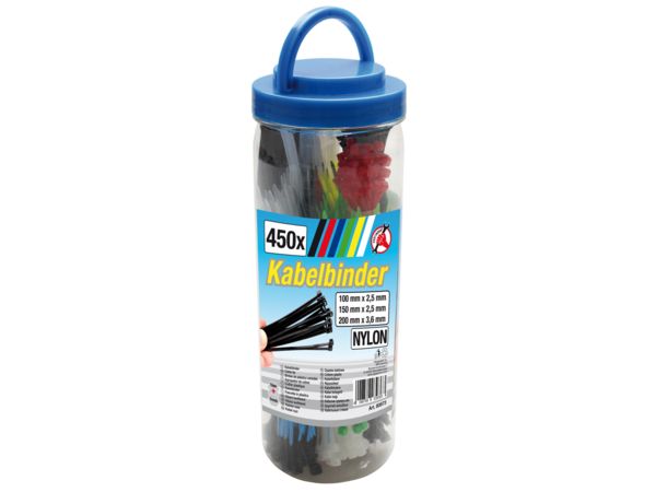BGS Technic BGS 80873 Viazacie pásky Kraftmann 100 ÷ 200 mm. Farebné (sada 450 dielov)