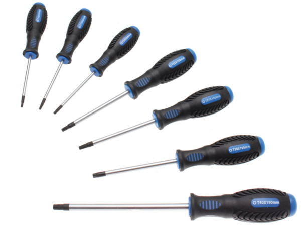 BGS Technic BGS 7841 Sada skrutkovačov s T-drážkou a vŕtaním (pre Torx) T10 ÷ T40 (7 kusov)
