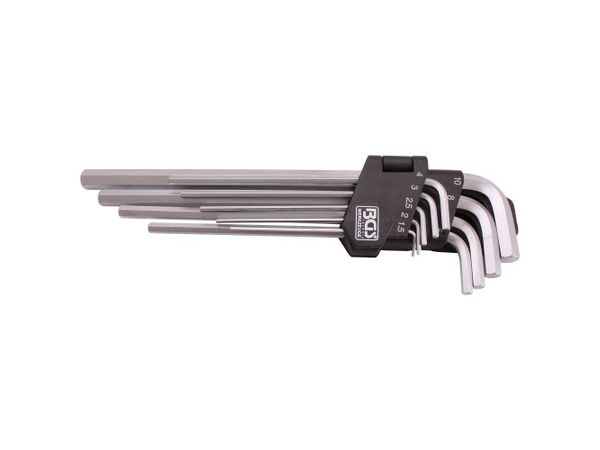 BGS Technic BGS 808 Inbusové kľúče 1 ÷ 10 mm, extra dlhé. Sada 9 kusov v zakladači