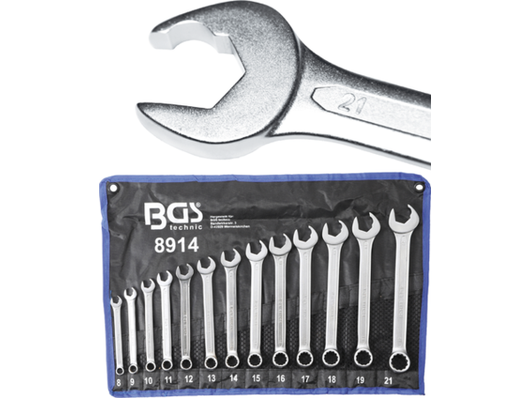 BGS Technic BGS 8914 Kľúče 8 ÷ 21 mm s račňou. Sada 13 dielov