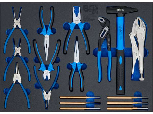 BGS Technic BGS 4009 Vložka pre dielenský vozík 3/3: sada kladív, klieští a závlačiek