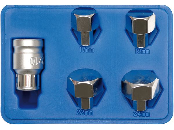 BGS Technic BGS 5060 Bity 3/8" šesťhran 17 ÷ 24 mm na nápravy a vidlice motocyklov. Adaptér 1