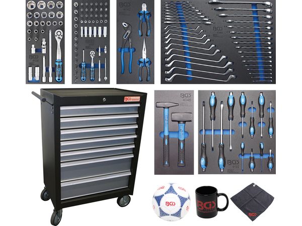 BGS Technic BGS 4080 Dielenský montážny vozík. 7 zásuviek s vybavením 129 dielov