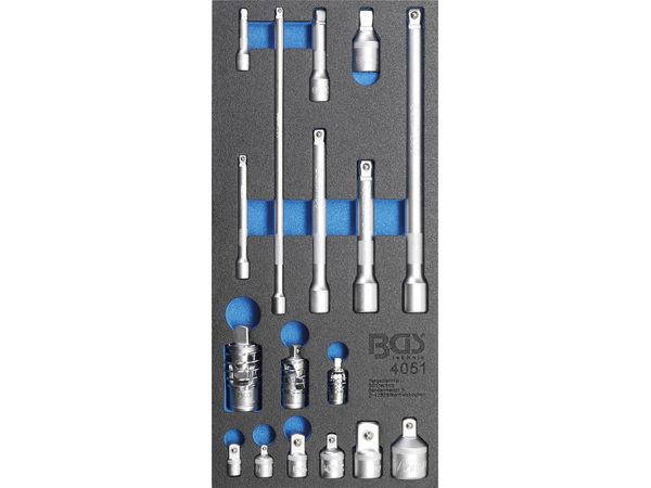 BGS Technic BGS 4051 Nadstavce, adaptéry a kĺby. Sada 17 dielov