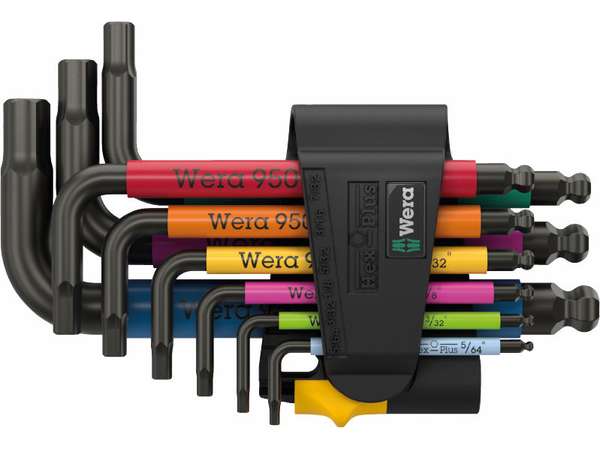 Wera 022641 Inbus 950/9 Hex-Plus Multicolour Imperial 3 palcové nástrčné kľúče, BlackLase