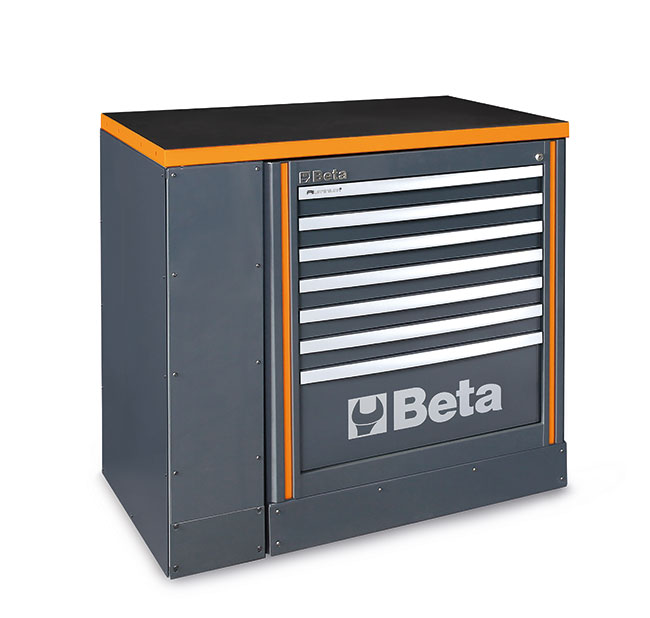 Pracovný stôl 1 m s pevným modulom C55M7 pre systém C55, oranžový - Beta Tools