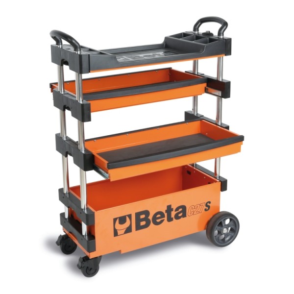 Skladací vozík na náradie s 2 zásuvkami, oranžový - Beta Tools