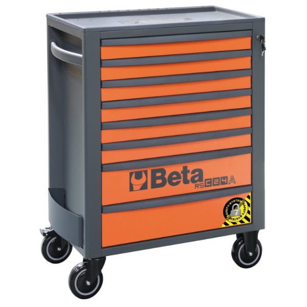 Dielenský vozík, 8 zásuviek, systém proti prevráteniu, oranžový - Beta Tools