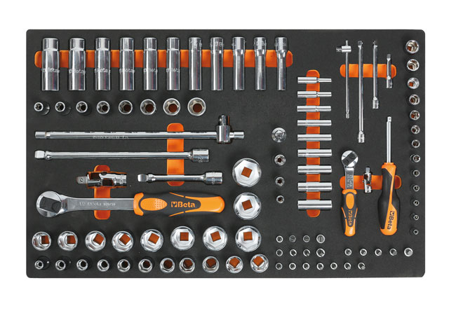 Modul - holá sada 1/4" a 1/2", 98 ks, výplň z EVA peny - Beta Tools