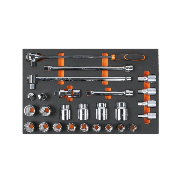 Modul - Sada nástrčných hlavíc 3/4", šesťhranné hlavice, 26 ks, výplň EVA pena - Beta Tools