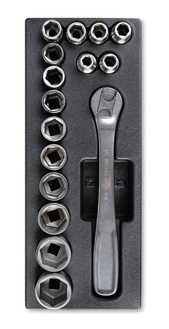 Modul z plastu - Súprava z nehrdzavejúcej ocele 1/2", 16 ks - Beta Tools