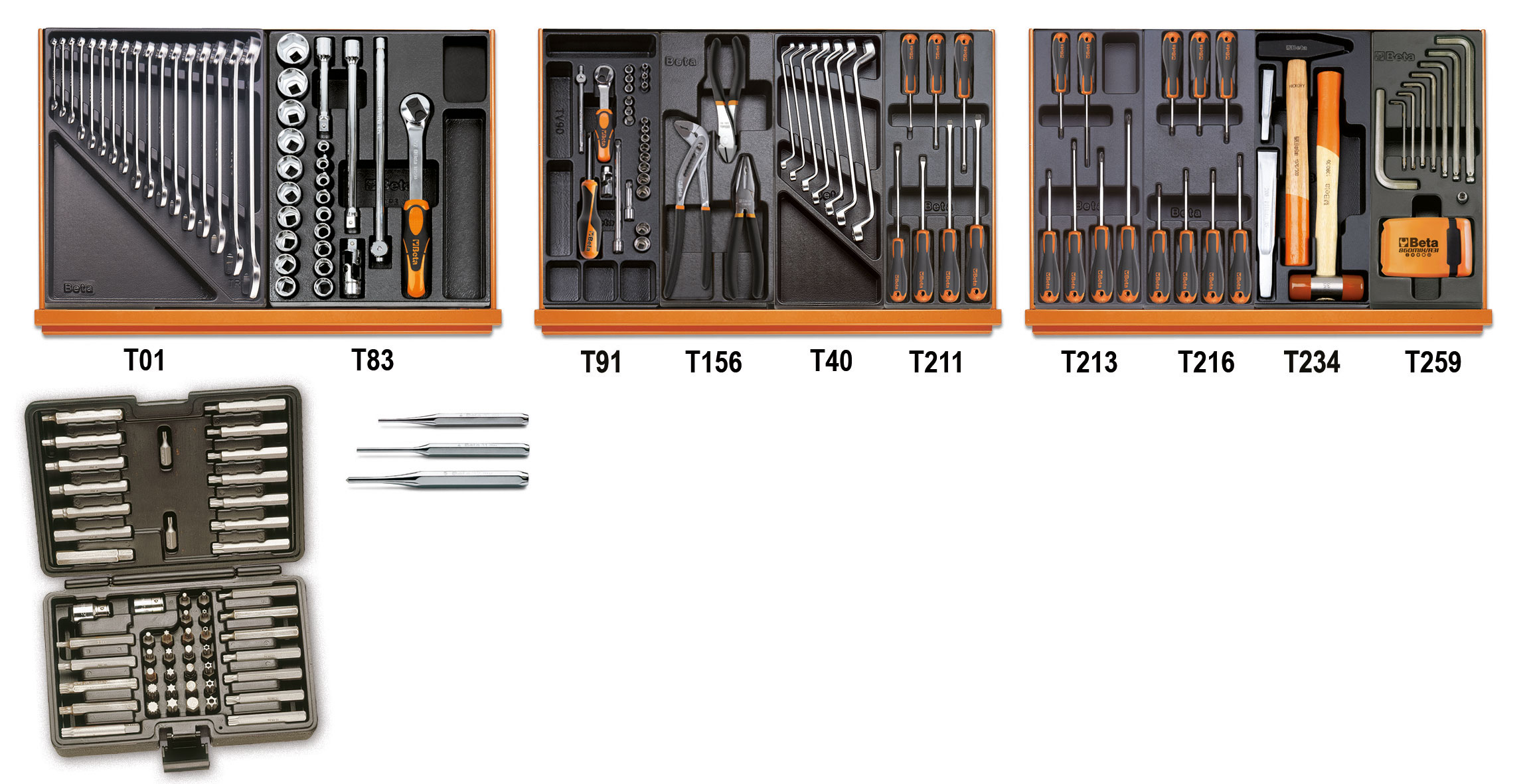 Sada modulov - 197 servisných a údržbových nástrojov, 3 plastové moduly - Beta Tools