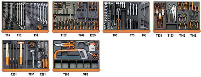 Sada modulov - 142 servisných a údržbárskych nástrojov, 6 plastových modulov - Beta Tools