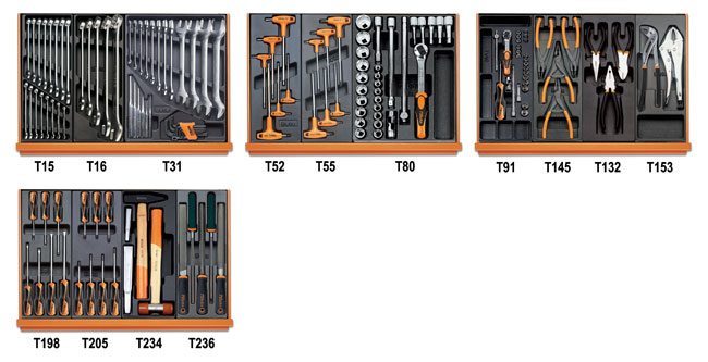 Sada modulov - 146 nástrojov na servis a údržbu, 4 plastové moduly - Beta Tools