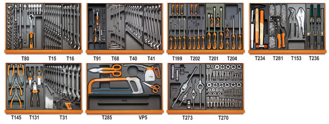 Sada modulov - 161 servisných a údržbárskych nástrojov, 5 plastových modulov - Beta Tools