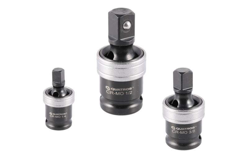 Kĺbové nadstavce, dierovač, veľkosti 1/4", 3/8", 1/2", sada 3 kusov - QUATROS QS50700
