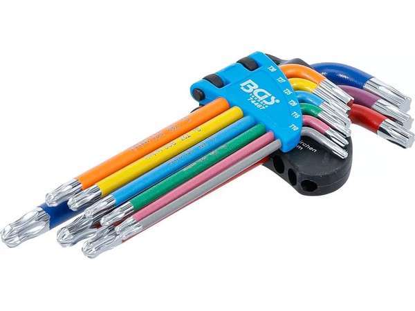 Nástrčné kľúče Torx T10-T50 farebné, s guľôčkou, sada 9 ks - BGS 74467