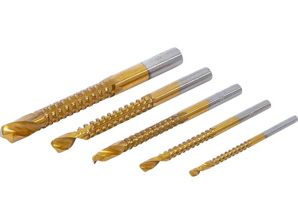 BGS Technic BGS 50795 Kraftmann HSS frézovacie vrtáky priemer 3 ÷ 8 mm TiN (sada 5 dielov)