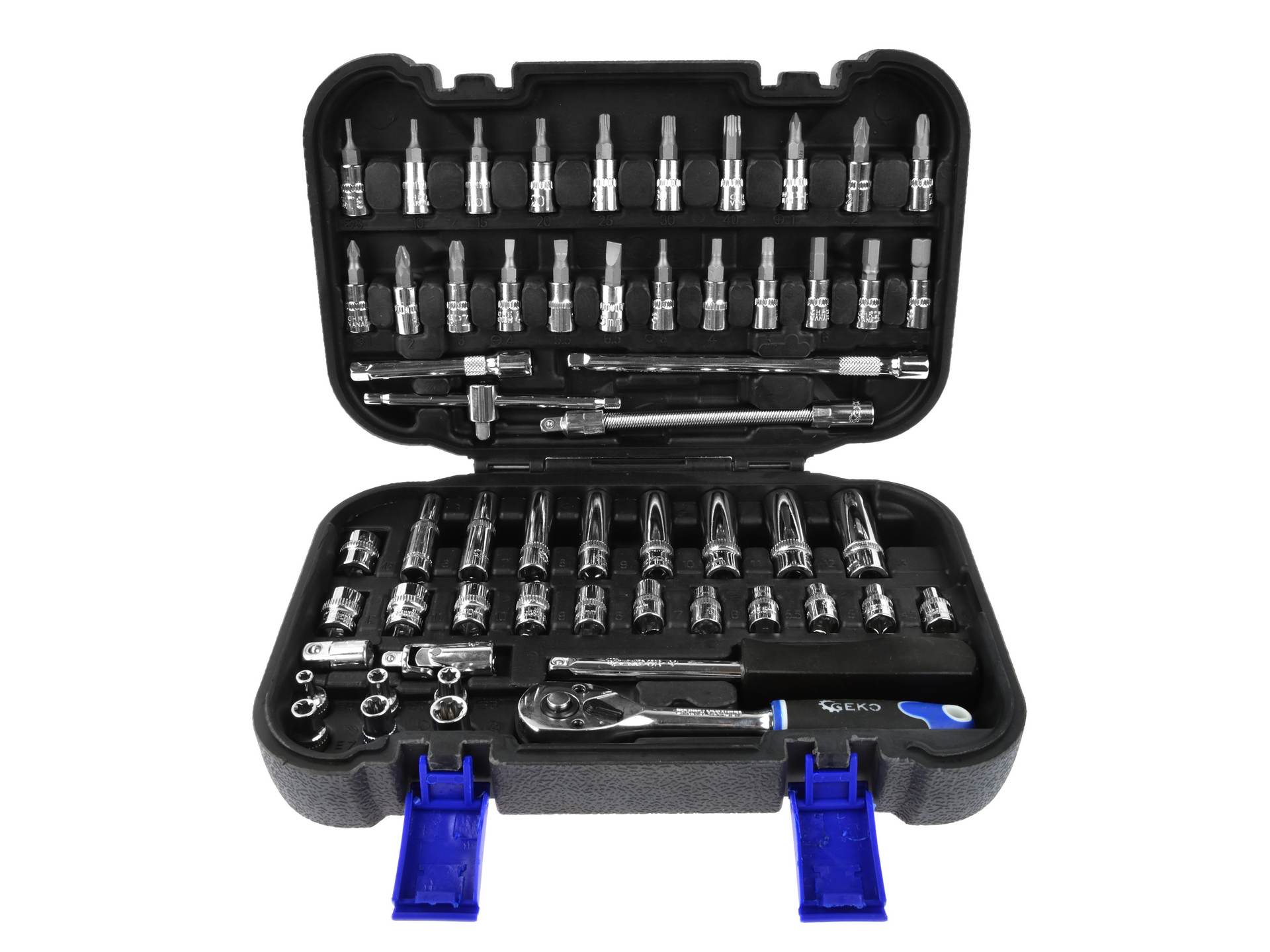 Gola sada 1/4" - račňa, hlavica a bity, 56 dielov - GEKO G10153