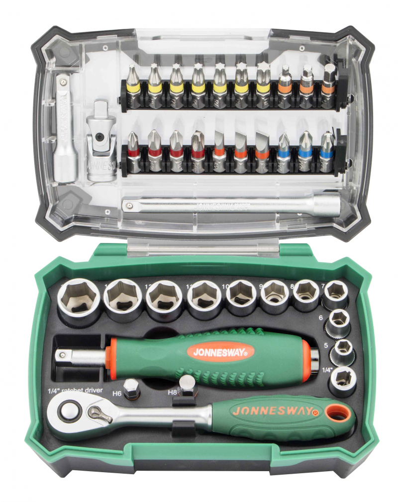 Gola sada 1/4 ", s bity, 38 dielov - JONNESWAY RD0638S