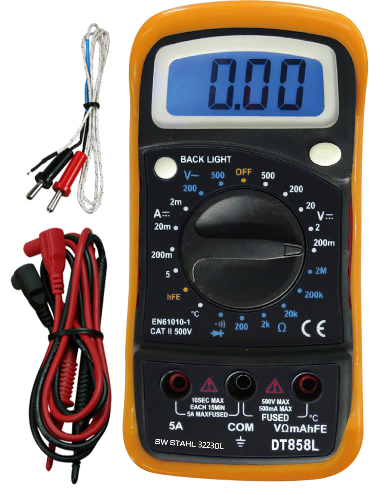 Digitálny multimeter 10 A/500 V, pre jednosmerný a striedavý prúd - SW Stahl