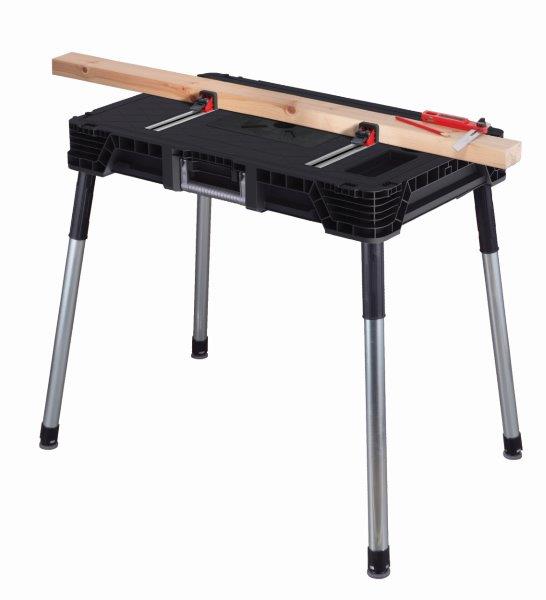 Pracovný stôl prenosný, nosnosť 450 kg, s upínacími svorkami - KETER Jobmade