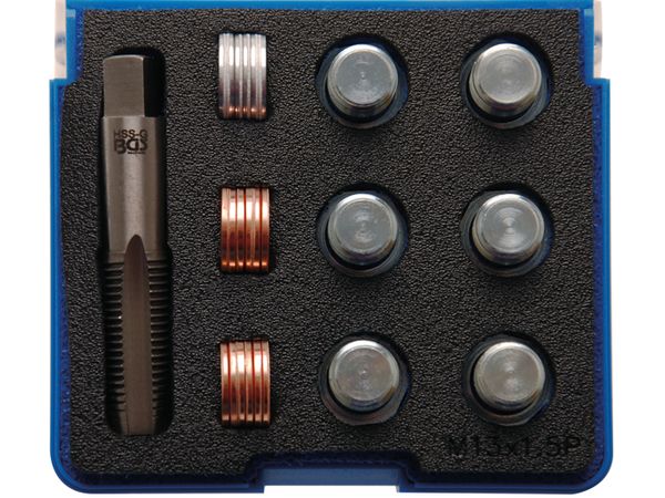 Súprava na opravu závitov olejových vaní M13x1,5 mm, 25 dielov - BGS 156