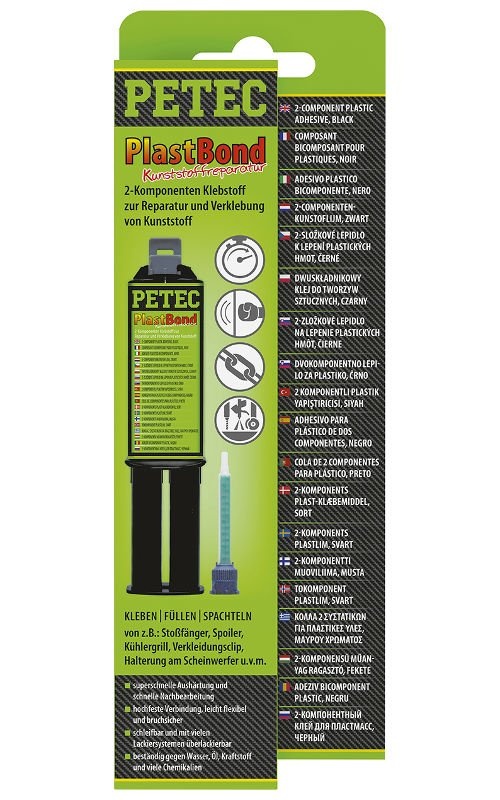 Lepidlo na plasty PlastBond, polyuretánové, čierne, 24 ml - Petec