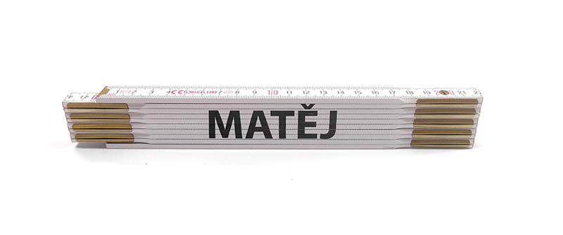 Skladacie metre s menami, 2 m, drevené Meno v metre: MATTHEW
