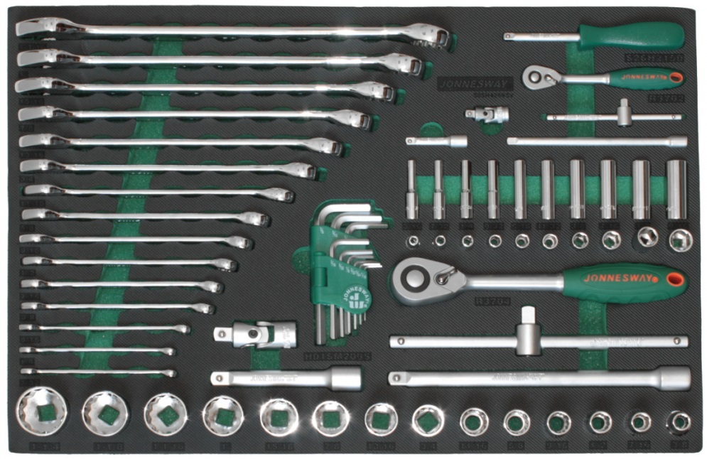 Modul - palcová gola sada 1/4 "a 1/2", očkoploché kľúče, 69 ks - JONNESWAY S05H4269SV