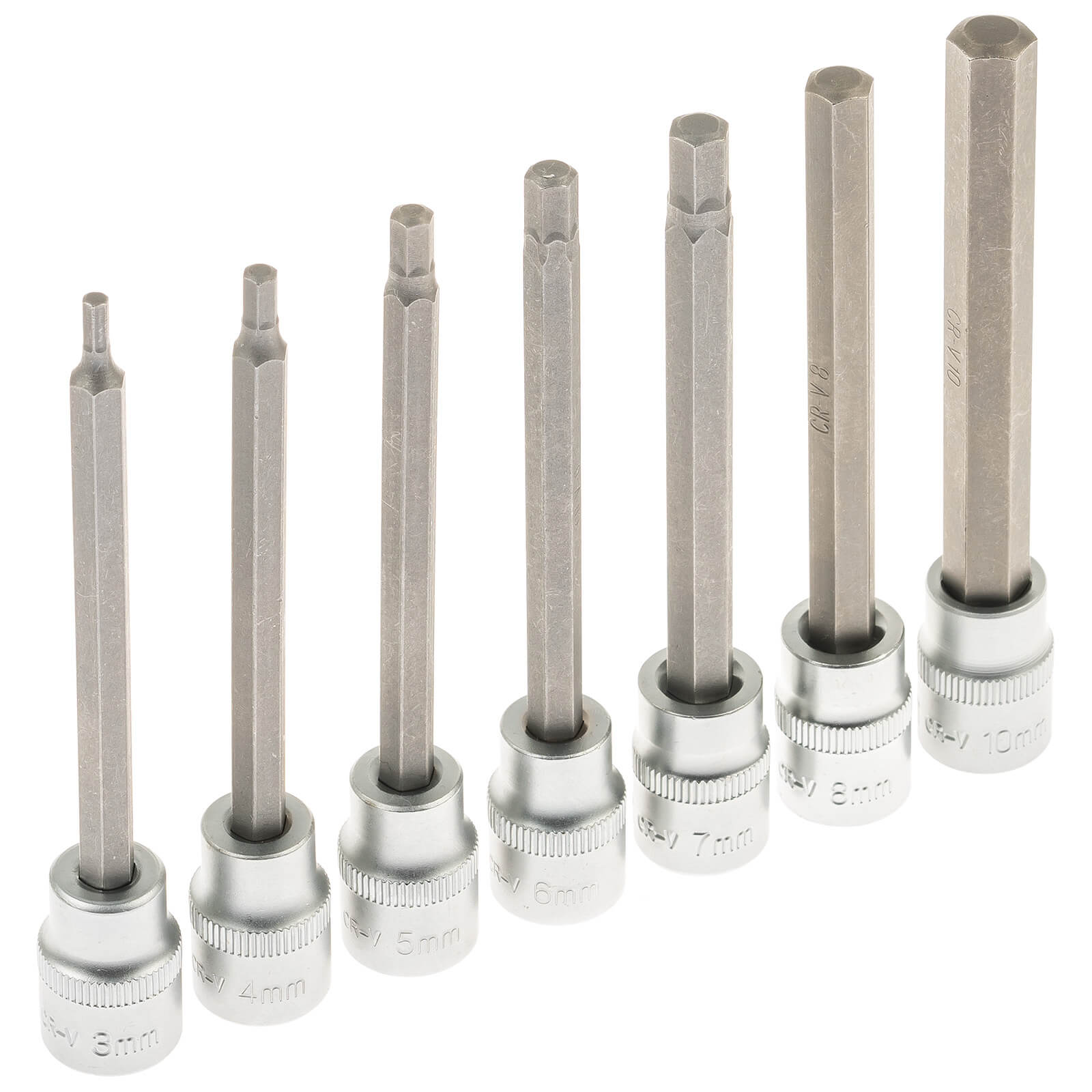 Zástrčné hlavice Imbus 3/8", rozmery H3 - H10, predĺžené 110 mm, sada 7 kusov (Zástrčné hlavice Imbus 3/8", rozmery H3 - H10, predĺžené 110 mm, sada 7 kusov)