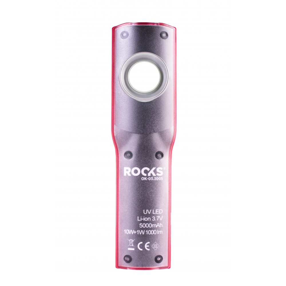 Dielenská montážna lampa LED COB 5W a UV LED 1W, nabíjací USB, stojan, hák a magnet