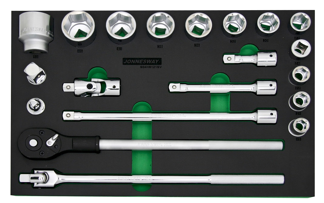 Modul - gola sada 3/4", 6hranné hlavice, 19 - 50 mm, 20 ks - JONNESWAY S04H6121SV